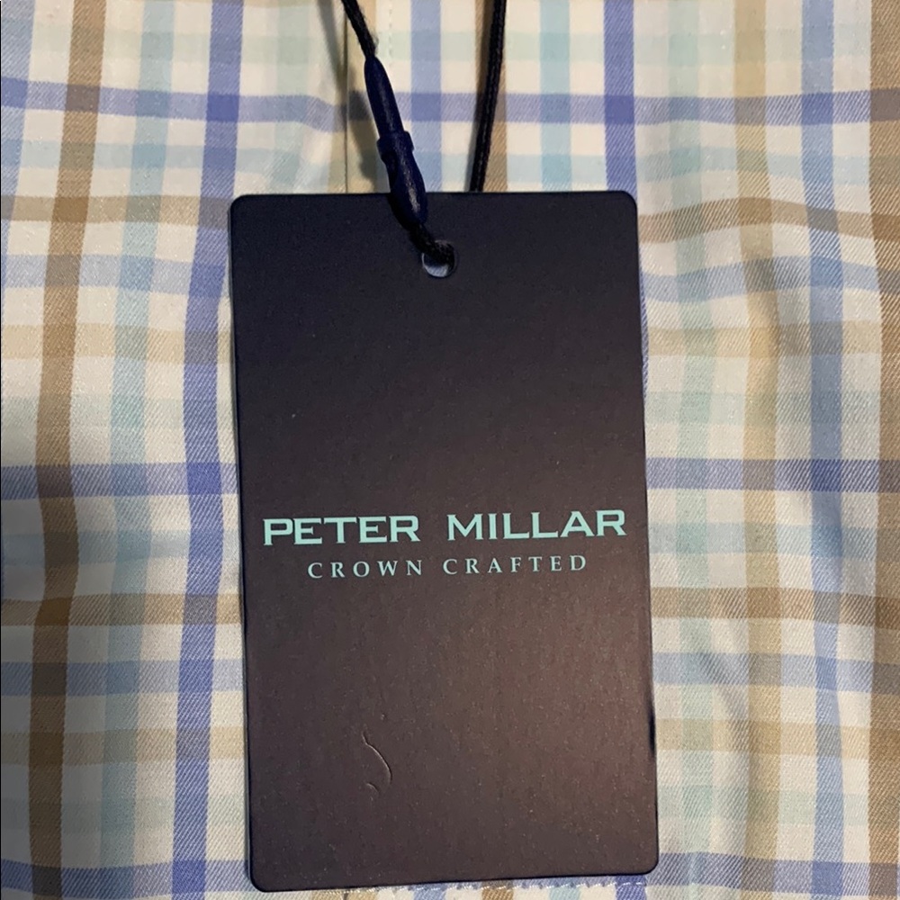 NWT! Peter Millar Crown Crafted Blue Checkered Button-down (L) - Picture 3 of 9